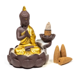 Stojánek na vonné jehlánky- Zlatý Buddha